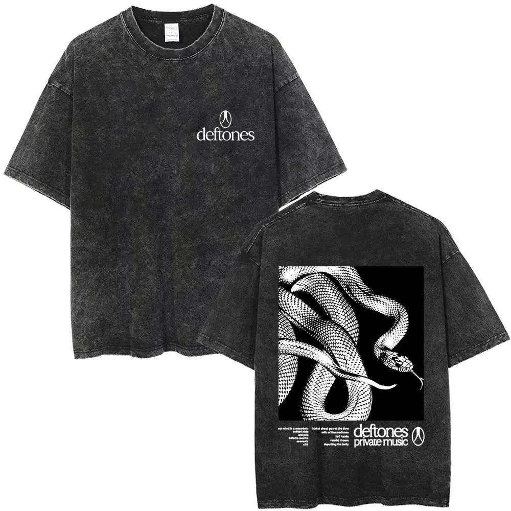 Cheap T-shirt Jerseys New Arrival Mens Clothes Tee Shirt Homme Washed Vintage Rock Band Deftones Private Music Graphic  Men Clothing New in Top & Tees