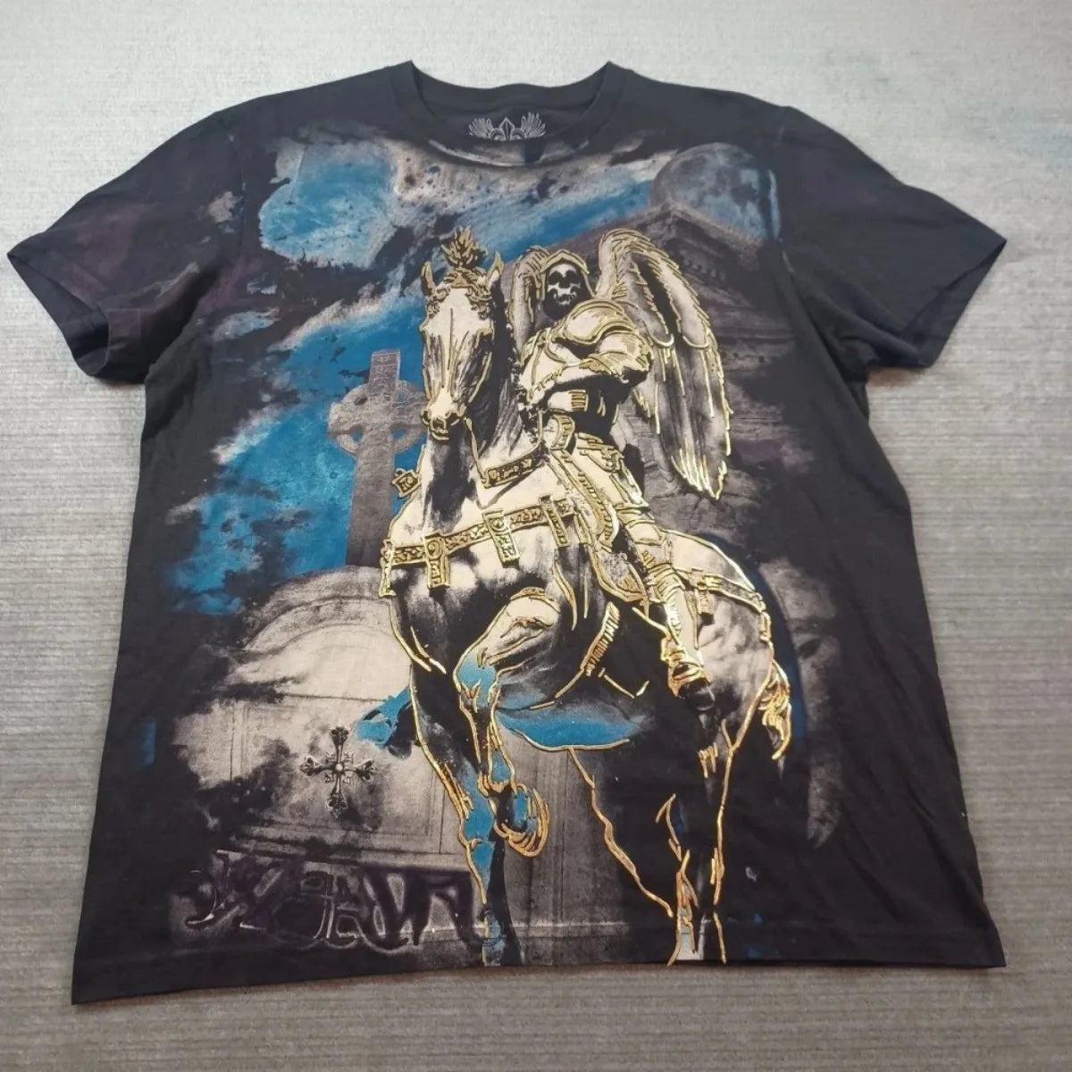 Cheap T-shirt Jerseys European and American men's summer Gothic skull letter print soft and breathable round neck T-shirt outdoor fashionable street t