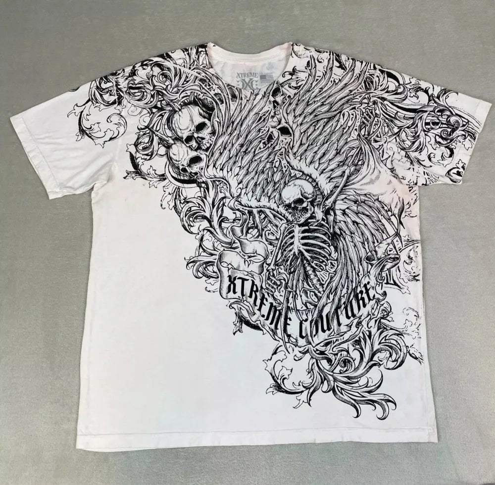 Cheap T-shirt Jerseys European and American men's summer fashion skull letter print comfortable and breathable round neck T-shirt outdoor street top