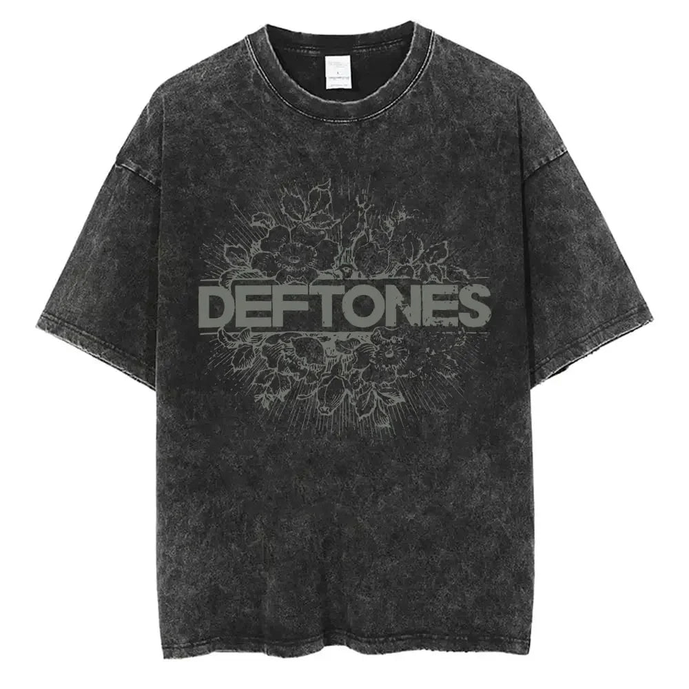 Cheap T-shirt Jerseys New Arrival Mens Clothes Tee Shirt Homme Washed Vintage Rock Band Deftones Private Music Graphic  Men Clothing New in Top & Tees