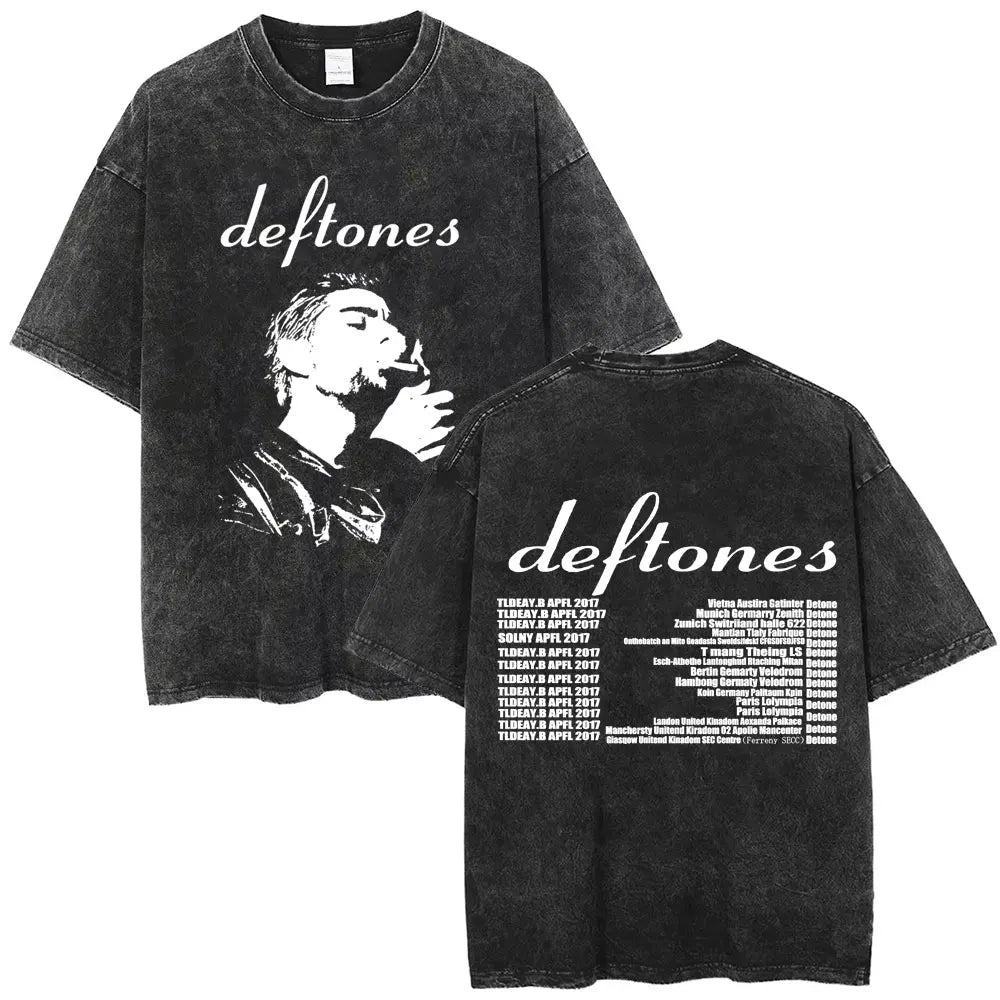 Cheap T-shirt Jerseys New Arrival Mens Clothes Tee Shirt Homme Washed Vintage Rock Band Deftones Private Music Graphic  Men Clothing New in Top & Tees