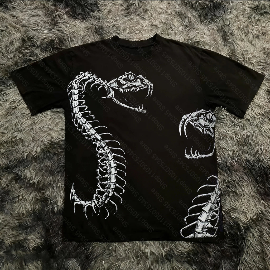 Cheap T-shirt Jerseys Retro Classic Gothic Style T-shirt Print Oversized Shirt High Street Shirts Gothic Round Neck Cotton Tops New Mens Women T Shirt