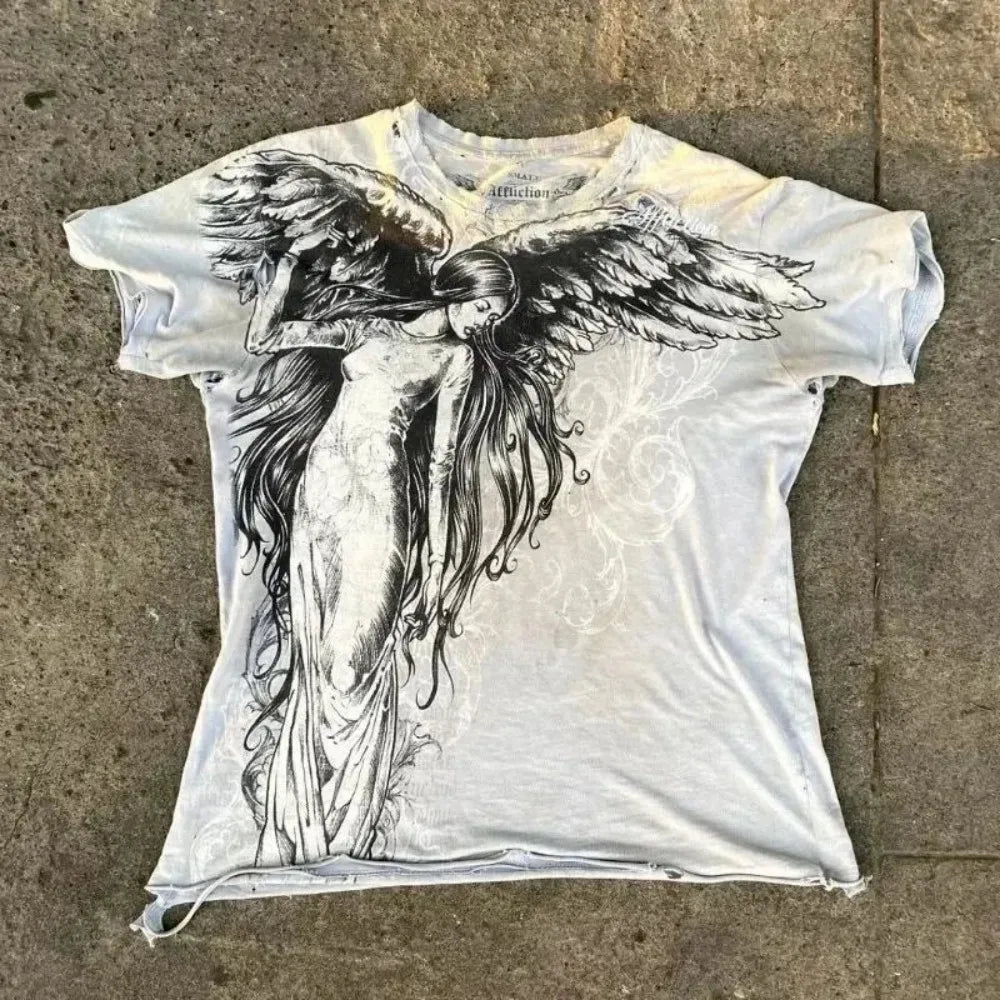 Cheap T-shirt Jerseys Summer Men's Breathable Round Neck T-shirt Y2K Retro Clothing Punk Hip Hop Pattern Printed Outdoor Fashion Top