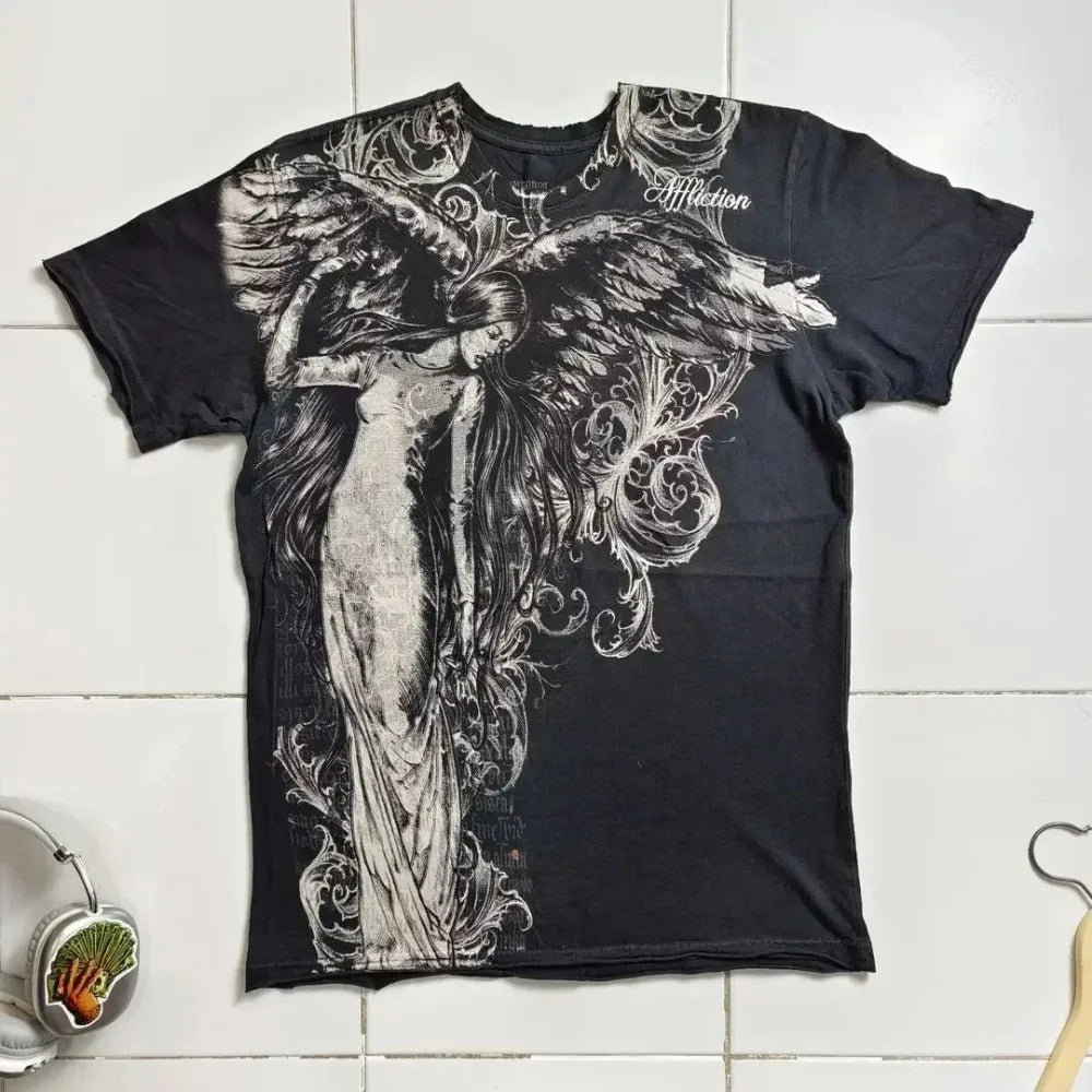 Cheap T-shirt Jerseys Summer Men's Breathable Round Neck T-shirt Y2K Retro Clothing Punk Hip Hop Pattern Printed Outdoor Fashion Top
