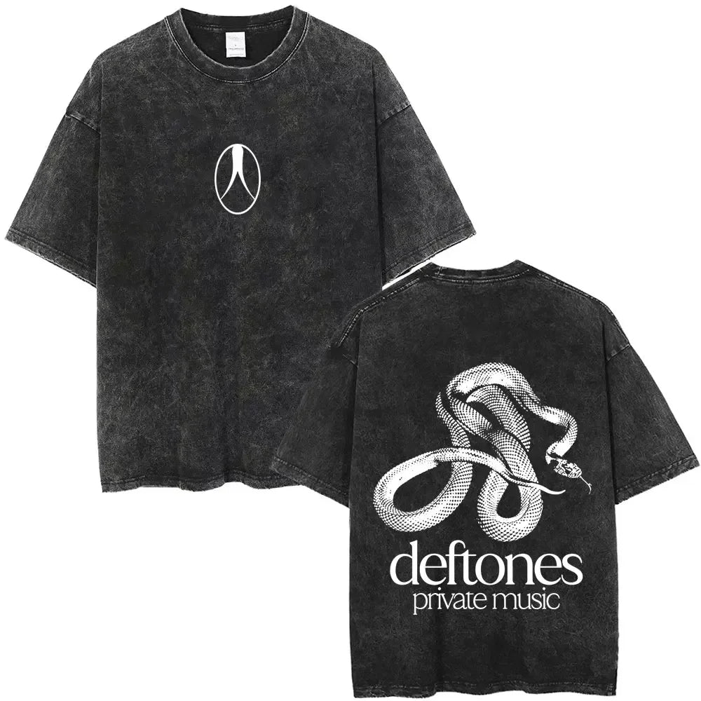 Cheap T-shirt Jerseys New Arrival Mens Clothes Tee Shirt Homme Washed Vintage Rock Band Deftones Private Music Graphic  Men Clothing New in Top & Tees