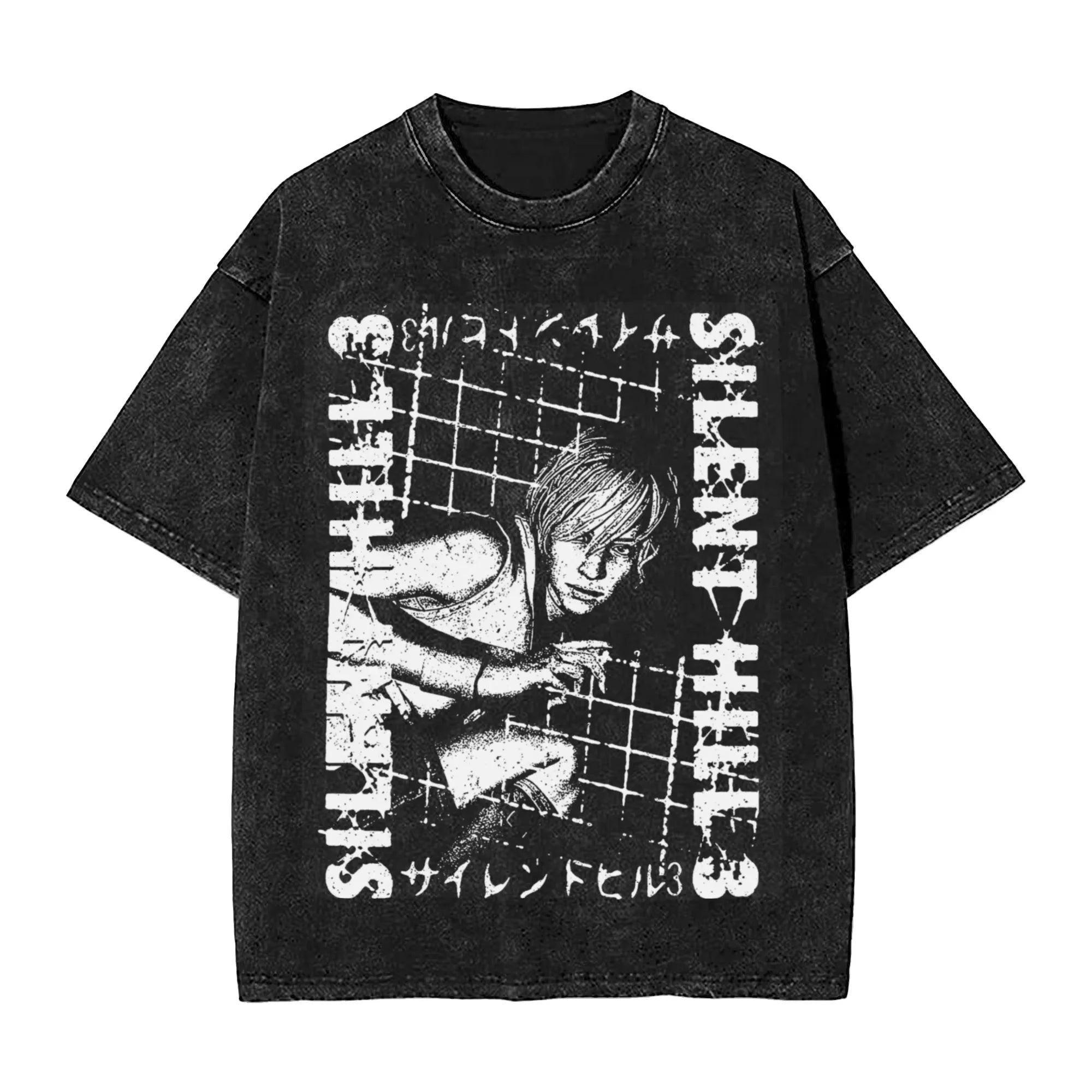 Cheap T-shirt Jerseys Washed T Shirts Horror Silent Hill Heavens Night Hip Hop T-Shirt Street  Streetwear Short Sleeve Printed Tops Tees Men Women