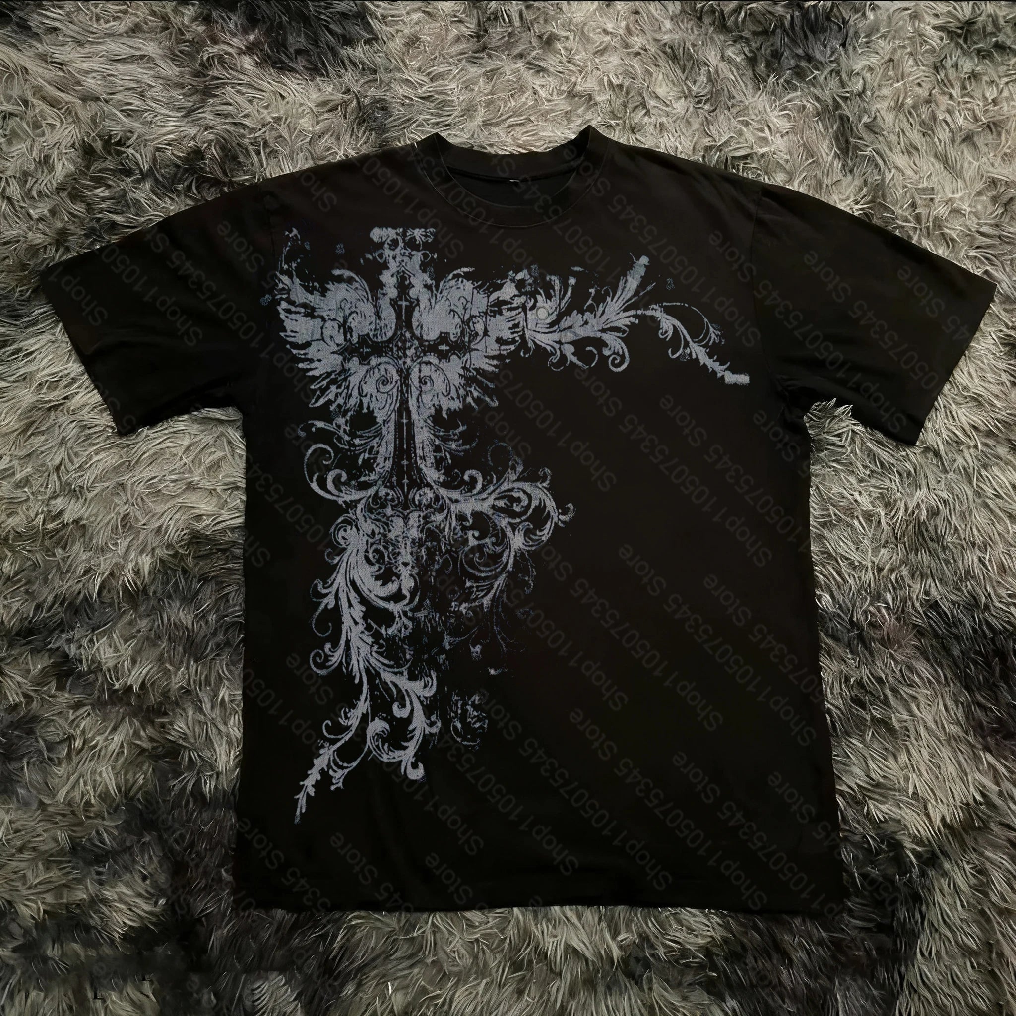 Cheap T-shirt Jerseys Retro Classic Gothic Style T-shirt Print Oversized Shirt High Street Shirts Gothic Round Neck Cotton Tops New Mens Women T Shirt