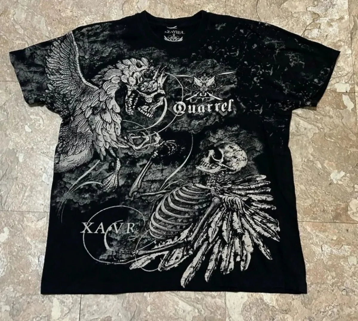 Cheap T-shirt Jerseys European and American men's summer Gothic skull letter print soft and breathable round neck T-shirt outdoor fashionable street t