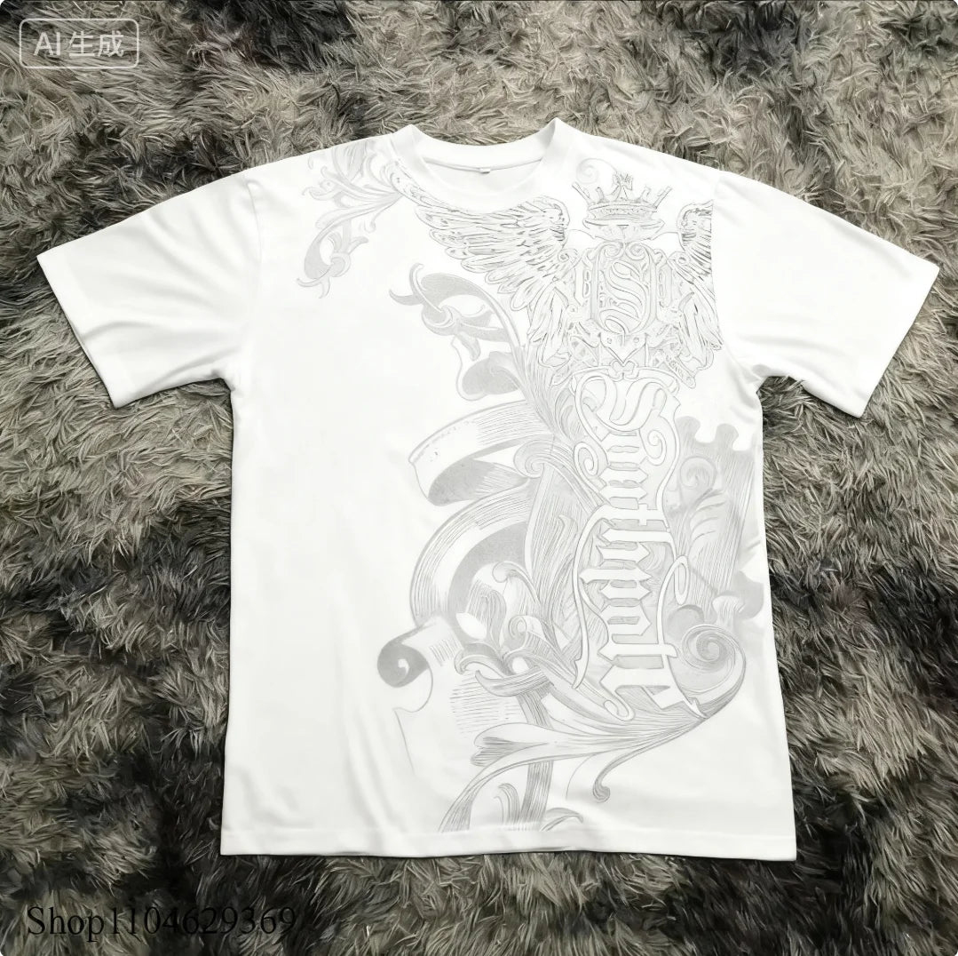 Cheap T-shirt Jerseys Classic Y2K Gothic Style T-shirt Print Oversized T Shirt High Street Shirts Gothic Round Neck Cotton Tops New Mens Women T Shirt