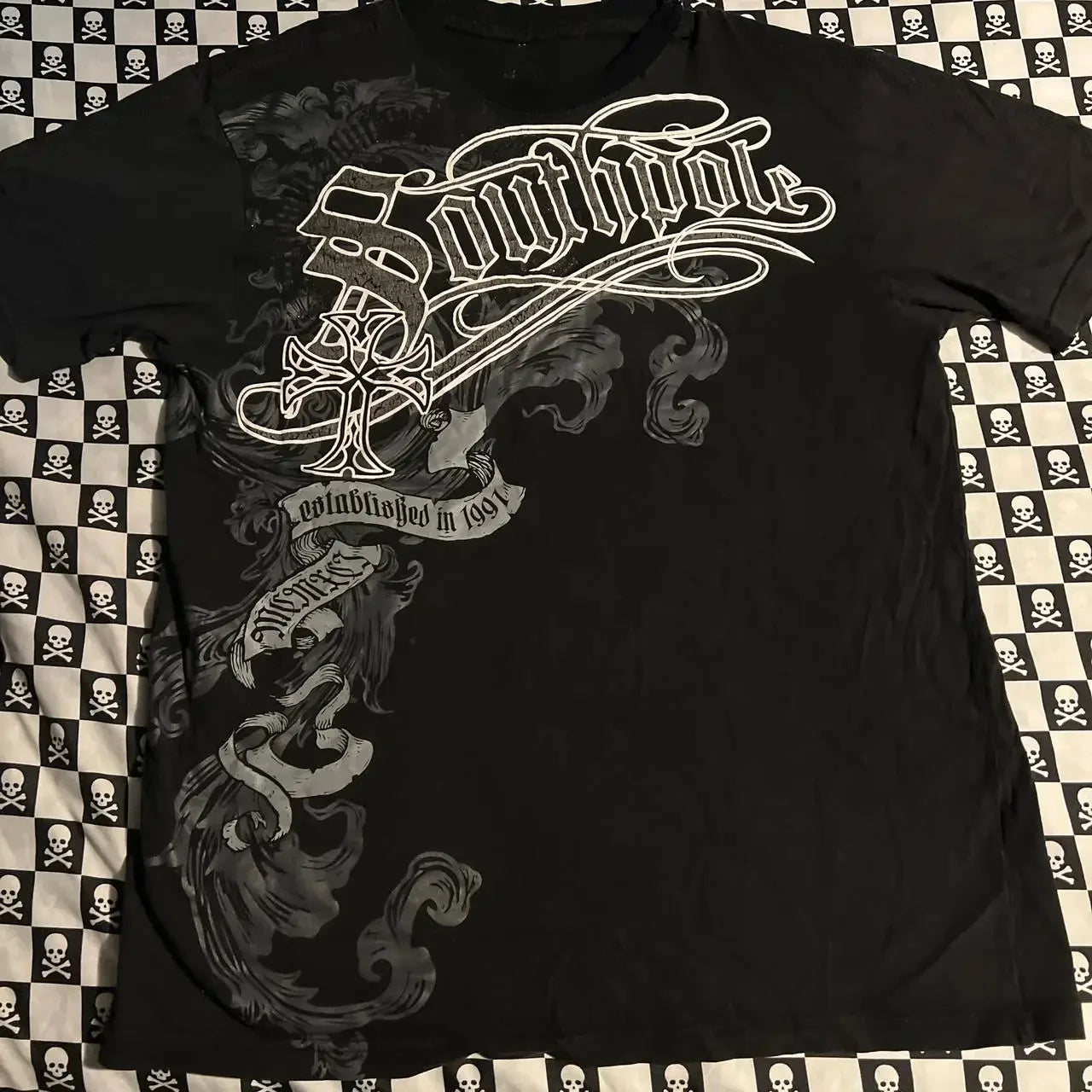 Cheap T-shirt Jerseys South pole High Street men Short Sleeve Y2K Graphic Print Oversized T Shirt Harajuku Gothic Round Neck Cotton Short Sleeve Tops