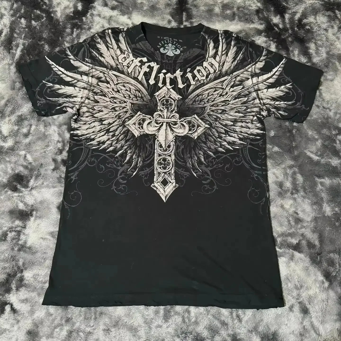 Cheap T-shirt Jerseys Y2K Affliction Graphic T Shirt Mens Large Grunge Wings New Fashion Style Couple Tops Pure Cotton Short Sleeves
