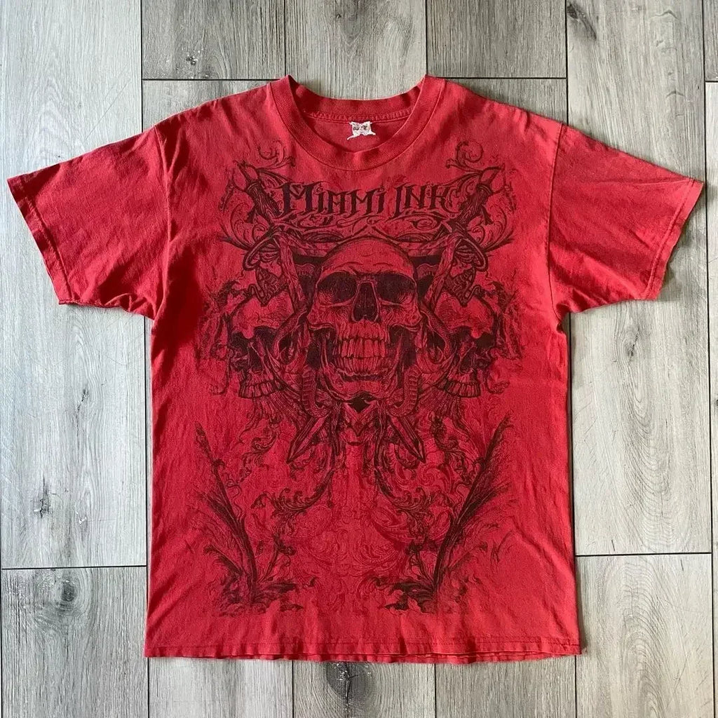 Cheap T-shirt Jerseys Affliction Short Sleeves Man Vintage Clothing Punk Hip Hop Graphic Print Oversized T shirt Round Neck Cotton Short Sleeve Tops