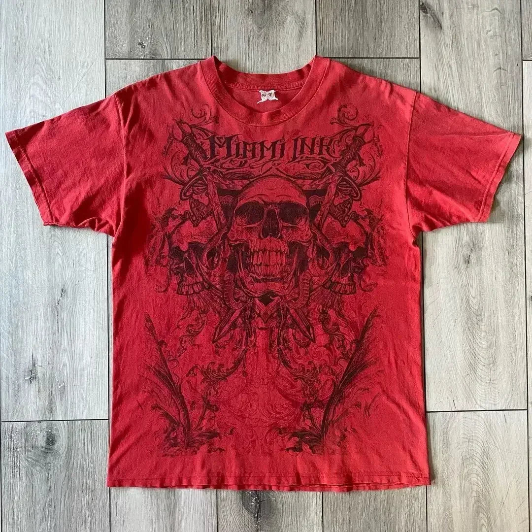 Cheap T-shirt Jerseys Affliction Short Sleeves Man Vintage Clothing Punk Hip Hop Graphic Print Oversized T shirt Round Neck Cotton Short Sleeve Tops