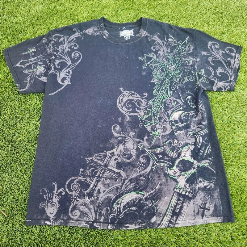 Cheap T-shirt Jerseys Y2K Harajuku New Fashion Geometric Casual Short-sleeved T-shirt Men Gothic Hip Hop Vintage Popular Couple Sports T-shirt Coats