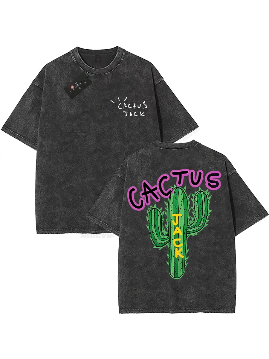 Cheap T-shirt Jerseys 100% Cotton Oversized T Shirt For Men Women HipHop Washed T Shirts cactus jack Short Sleeve Gift Tops look mom i can fly K39