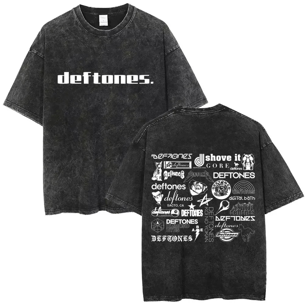 Cheap T-shirt Jerseys New Arrival Mens Clothes Tee Shirt Homme Washed Vintage Rock Band Deftones Private Music Graphic  Men Clothing New in Top & Tees