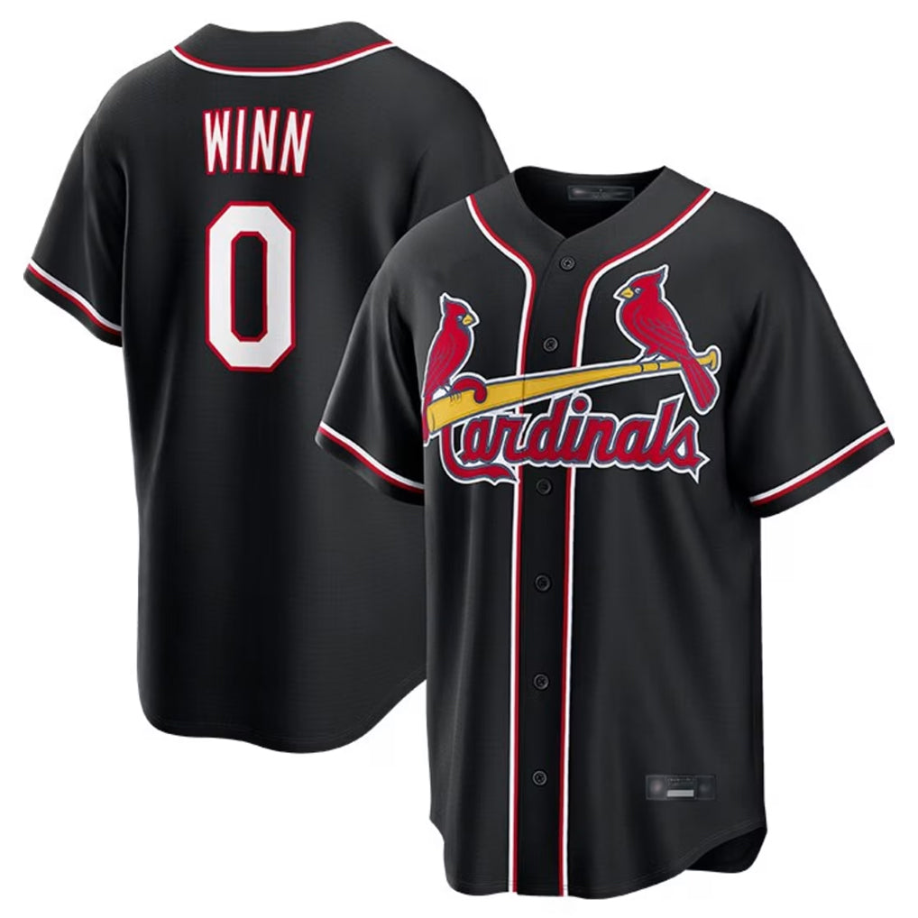 tocy St. Louis Cardinals #0 Masyn Winn Player Black Carbon Fashio Game Stitched Jerseys