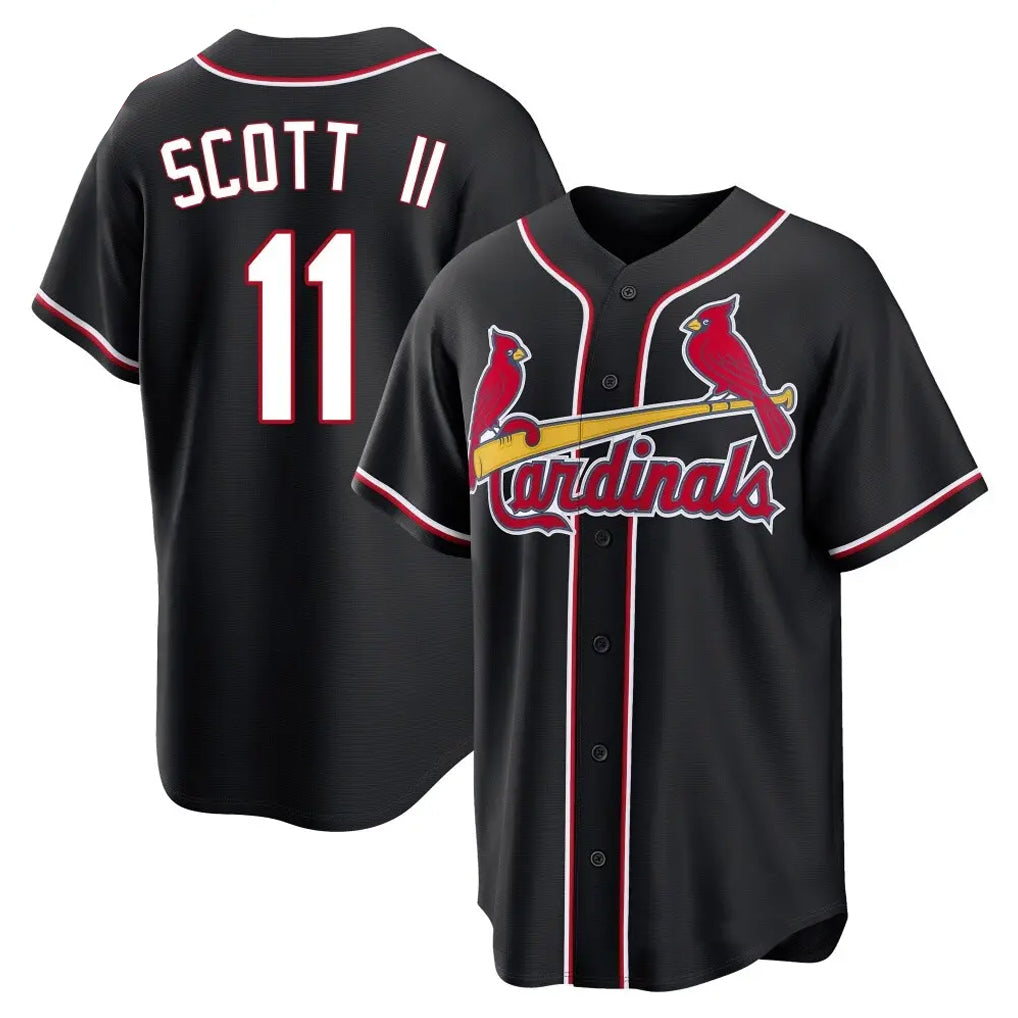 tocy St. Louis Cardinals #11 Victor Scott II Player Black Carbon Fashio Game Stitched Jerseys