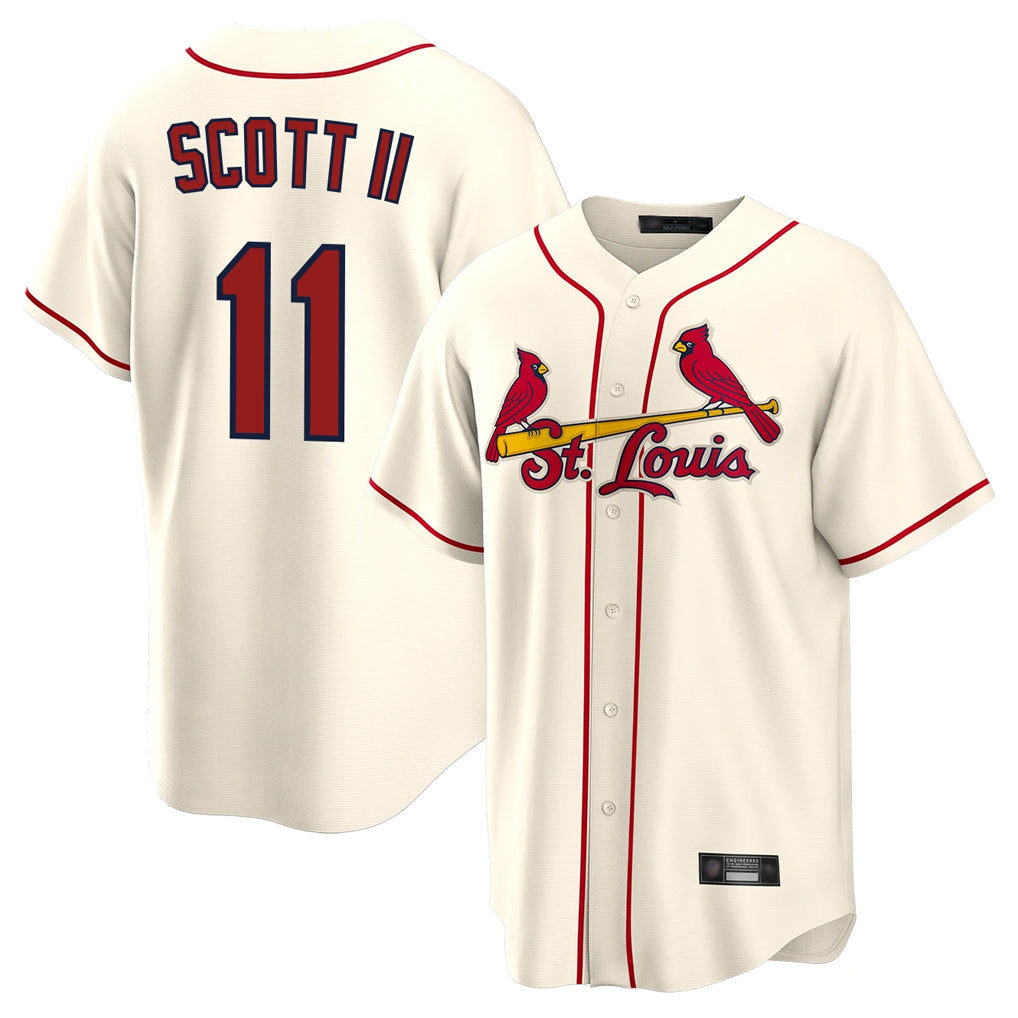 tocy St. Louis Cardinals #11 Victor Scott II Player Cream Home Game Stitched Jerseys