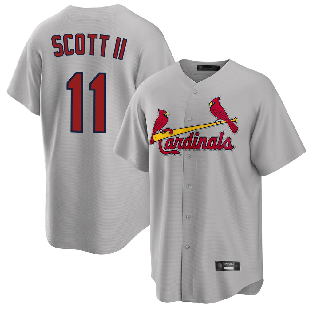 tocy St. Louis Cardinals #11 Victor Scott II Player Gray Home Game Stitched Jerseys