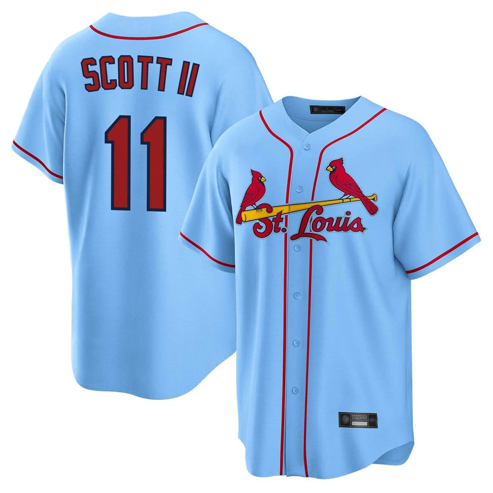 tocy St. Louis Cardinals #11 Victor Scott II Player Light Blue Home Game Stitched Jerseys
