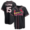tocy St. Louis Cardinals #15 Jose Fermin Player Black Carbon Fashio Game Stitched Jerseys