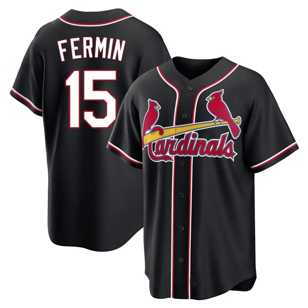 tocy St. Louis Cardinals #15 Jose Fermin Player Black Carbon Fashio Game Stitched Jerseys