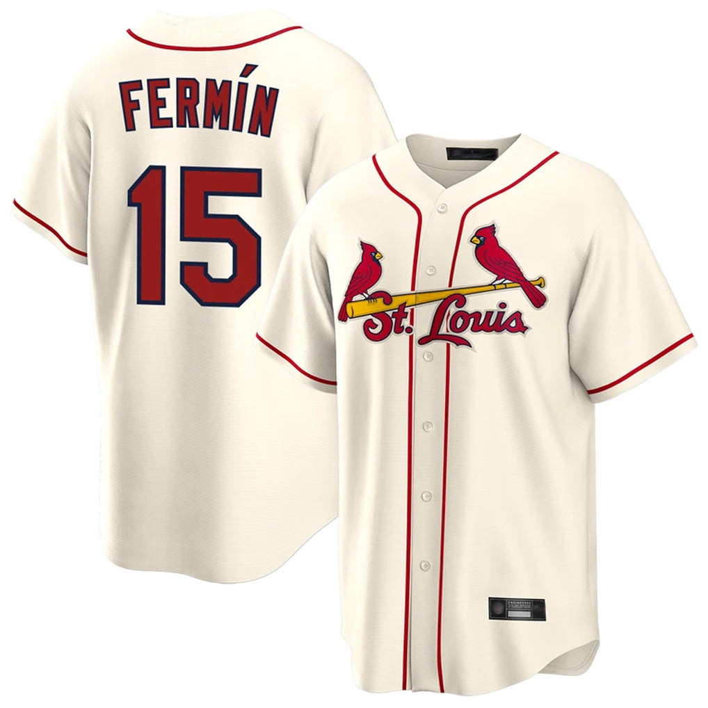tocy St. Louis Cardinals #15 Jose Fermin Player Cream Home Game Stitched Jerseys