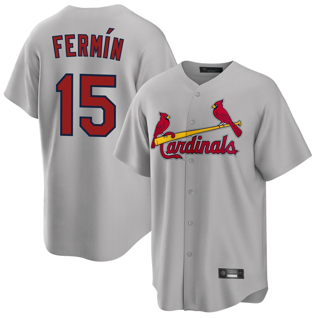 tocy St. Louis Cardinals #15 Jose Fermin Player Gray Home Game Stitched Jerseys