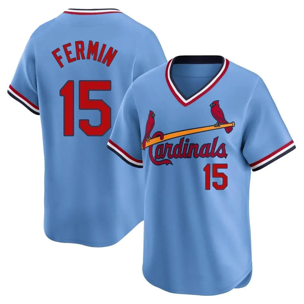 tocy St. Louis Cardinals #15 Jose Fermin Player Light Blue City Connect Home T-shirt Stitched Jerseys