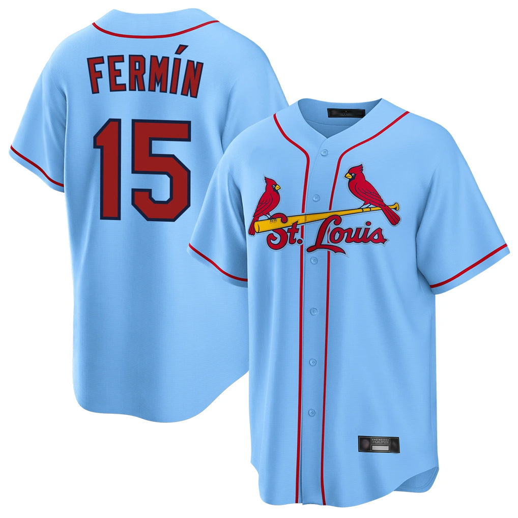 tocy St. Louis Cardinals #15 Jose Fermin Player Light Blue Home Game Stitched Jerseys