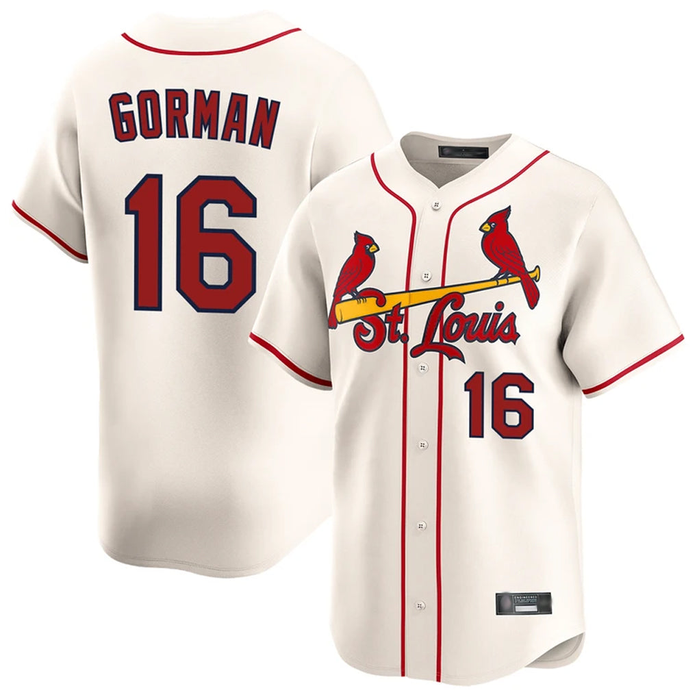 tocy St. Louis Cardinals #16 Nolan Gorman Player Cream Home Limited Stitched Jerseys