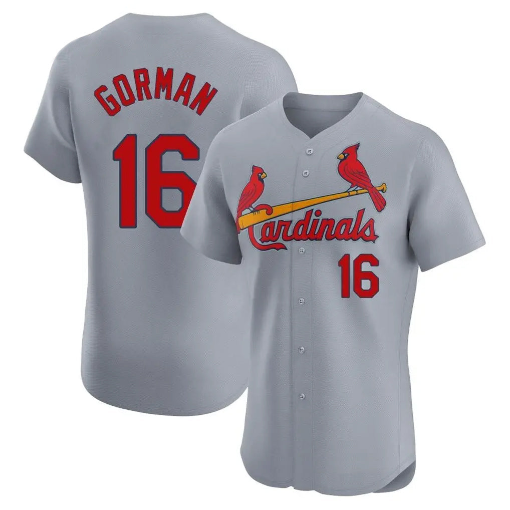 tocy St. Louis Cardinals #16 Nolan Gorman Player Gray Home Limited Elite Stitched Jerseys