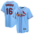 tocy St. Louis Cardinals #16 Nolan Gorman Player Light Blue Home Game Stitched Jerseys