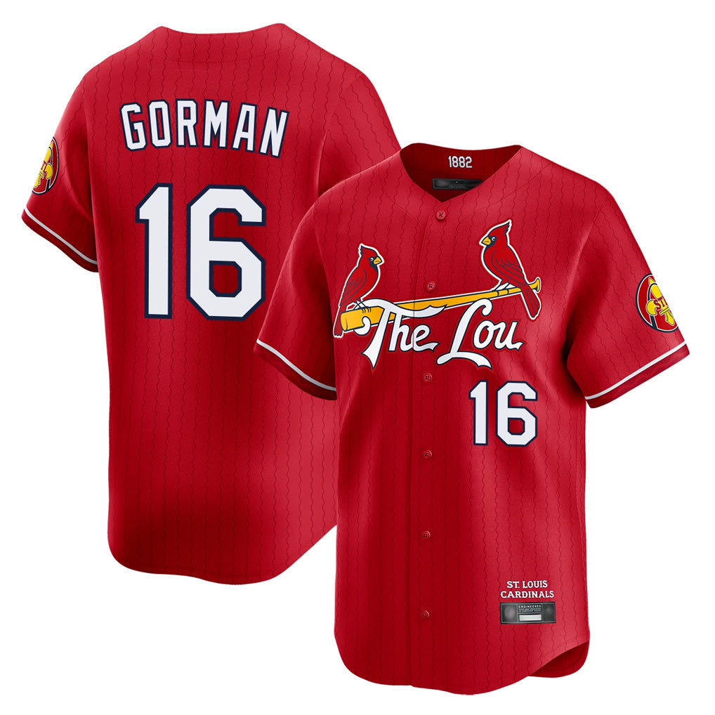 tocy St. Louis Cardinals #16 Nolan Gorman Player Red City Connect Limited Stitched Jerseys