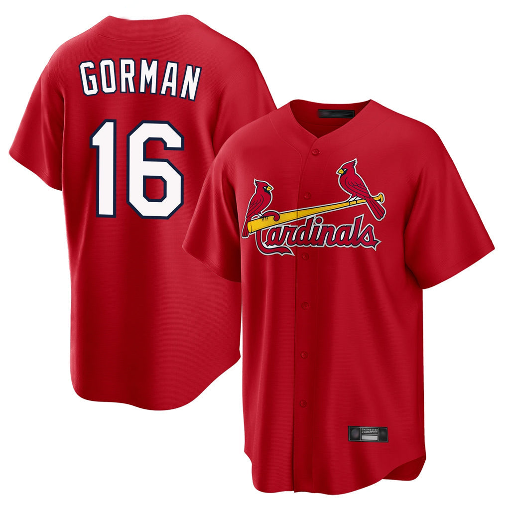 tocy St. Louis Cardinals #16 Nolan Gorman Player Red Home Game Stitched Jerseys