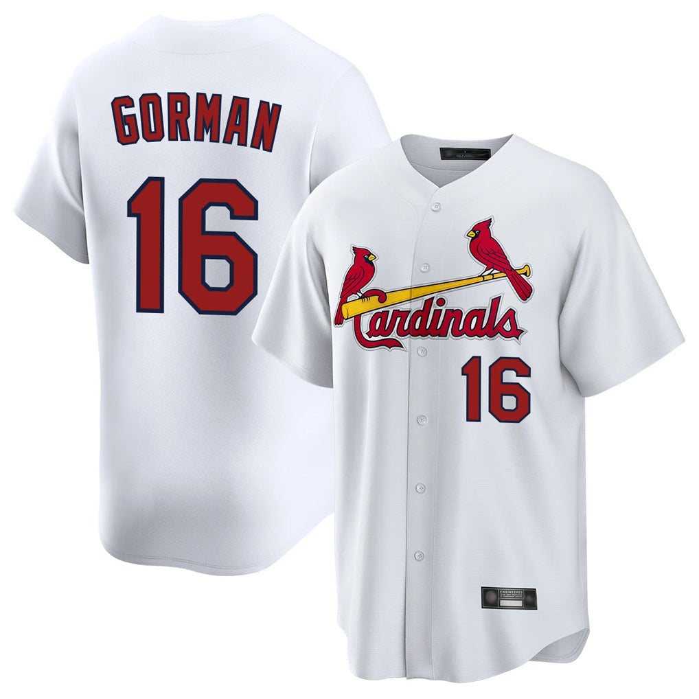 tocy St. Louis Cardinals #16 Nolan Gorman Player White Home Game Stitched Jerseys