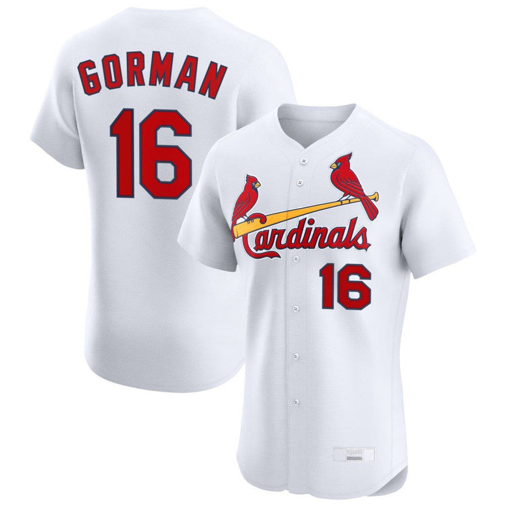 tocy St. Louis Cardinals #16 Nolan Gorman Player White Home Limited Elite Stitched Jerseys