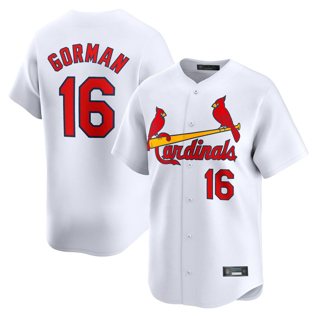 tocy St. Louis Cardinals #16 Nolan Gorman Player White Home Limited Stitched Jerseys