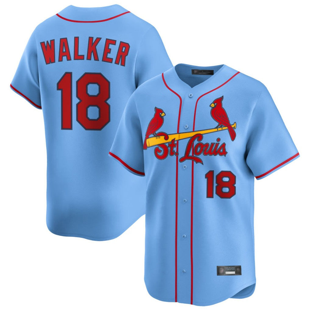 tocy St. Louis Cardinals #18 Jordan Walker Player Light Blue Home Limited Stitched Jerseys