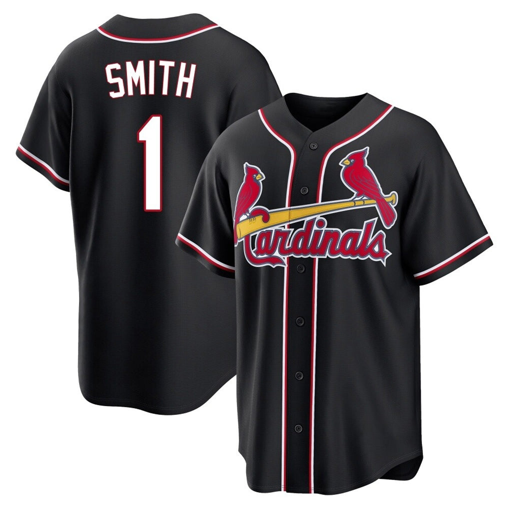 tocy St. Louis Cardinals #1 Ozzie Smith Player Black Carbon Fashio Game Stitched Jerseys
