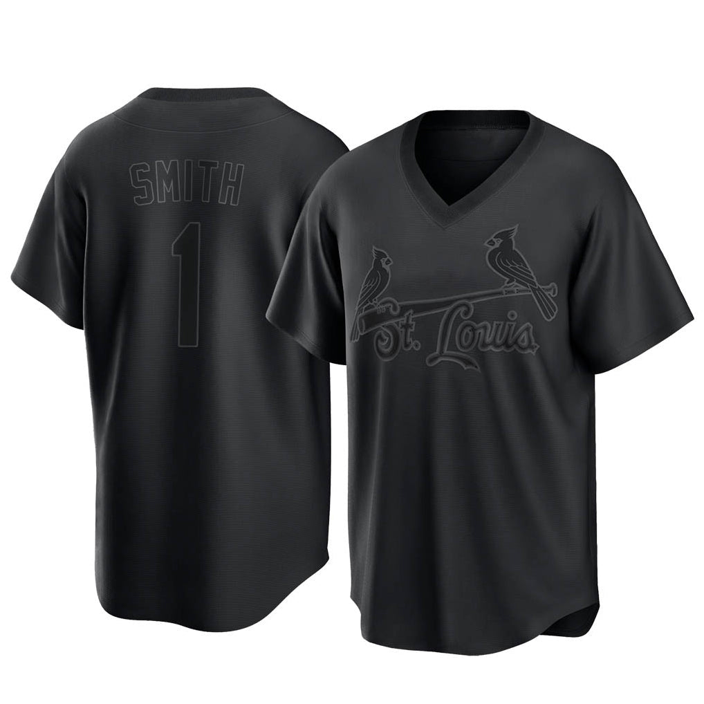 tocy St. Louis Cardinals #1 Ozzie Smith Player Black City Connect T-shirt Stitched Jerseys