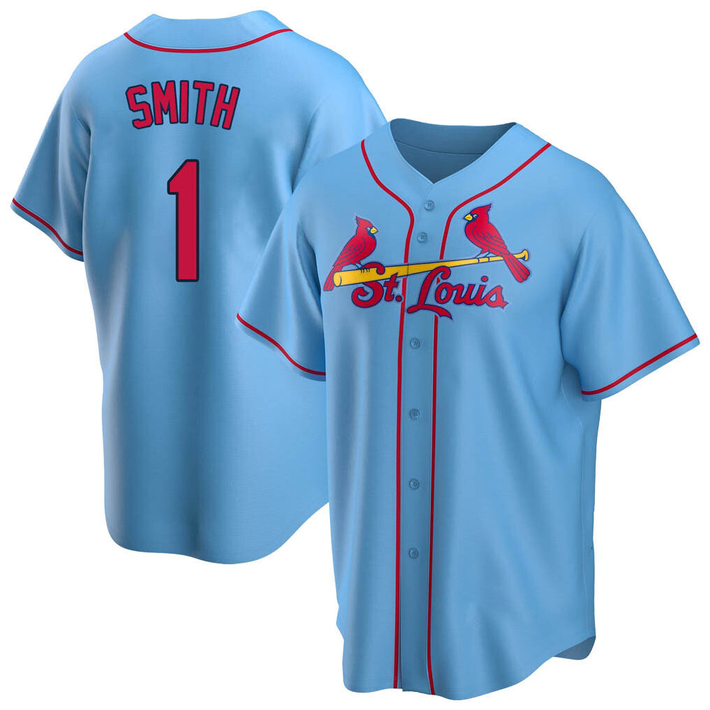 tocy St. Louis Cardinals #1 Ozzie Smith Player Light Blue Home Game Stitched Jerseys