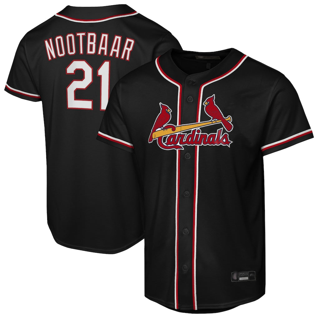 tocy St. Louis Cardinals #21 Lars Nootbaar Player Black Carbon Fashio Game Stitched Jerseys