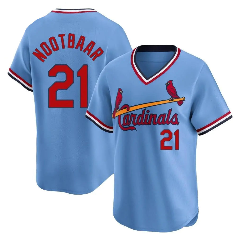 tocy St. Louis Cardinals #21 Lars Nootbaar Player Light Blue City Connect Home T-shirt Stitched Jerseys
