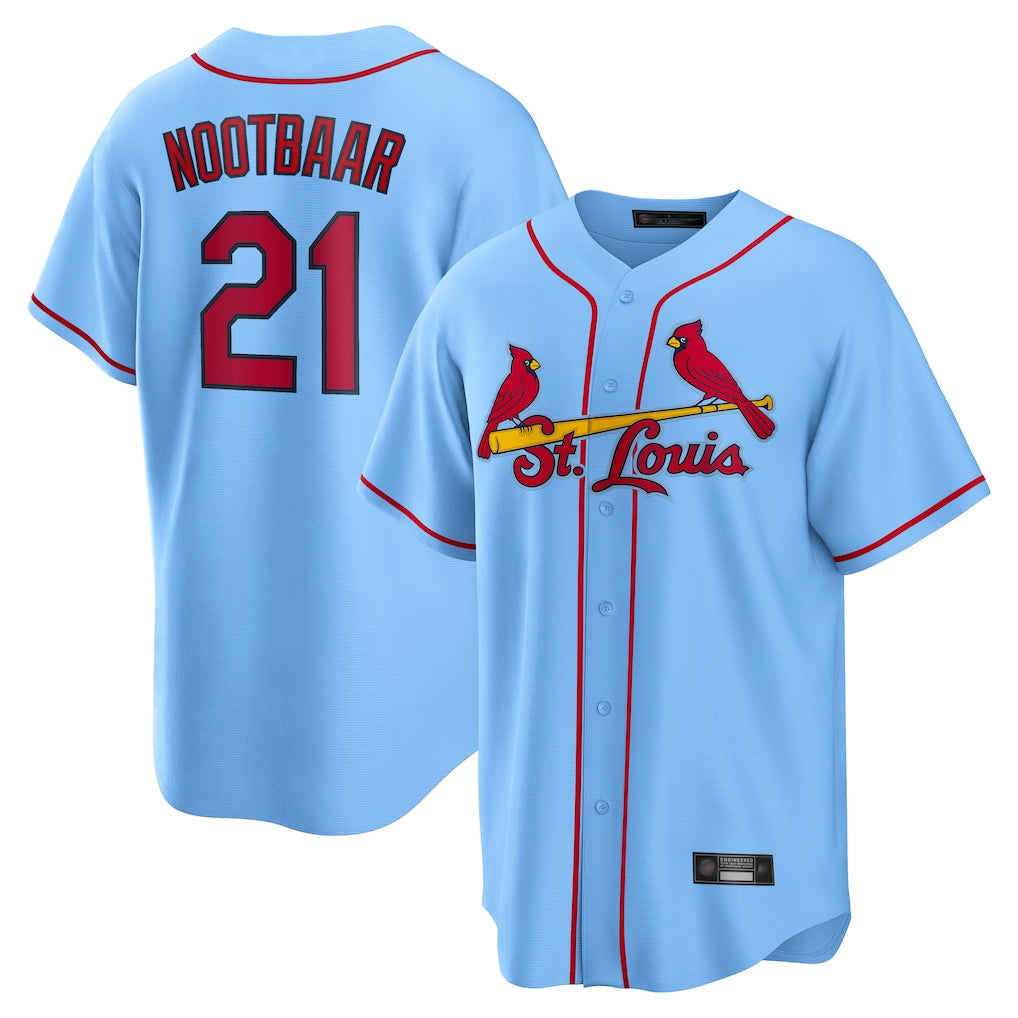 tocy St. Louis Cardinals #21 Lars Nootbaar Player Light Blue Home Game Stitched Jerseys