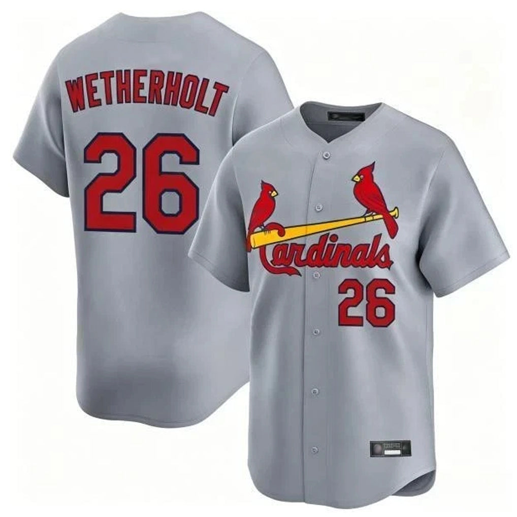tocy St. Louis Cardinals #26 JJ Wetherholt Player Gray Home Limited Stitched Jerseys