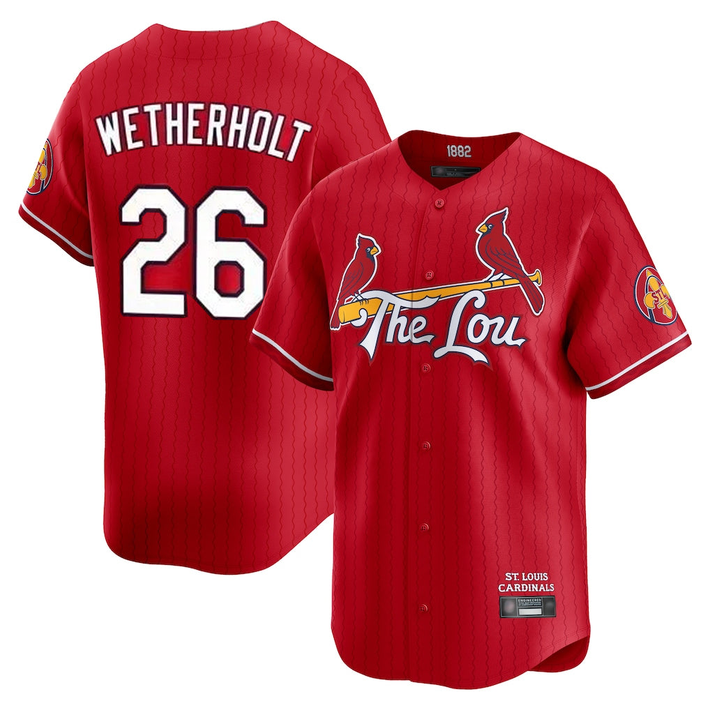 tocy St. Louis Cardinals #26 JJ Wetherholt Player Red City Connect Limited Stitched Jerseys