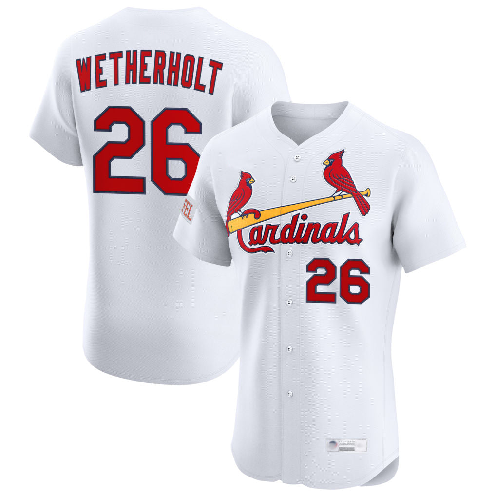tocy St. Louis Cardinals #26 JJ Wetherholt Player White Home Limited Elite Stitched Jerseys