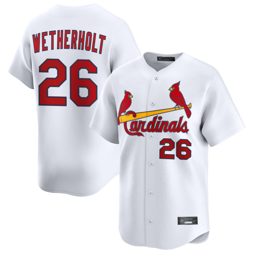 tocy St. Louis Cardinals #26 JJ Wetherholt Player White Home Limited Stitched Jerseys